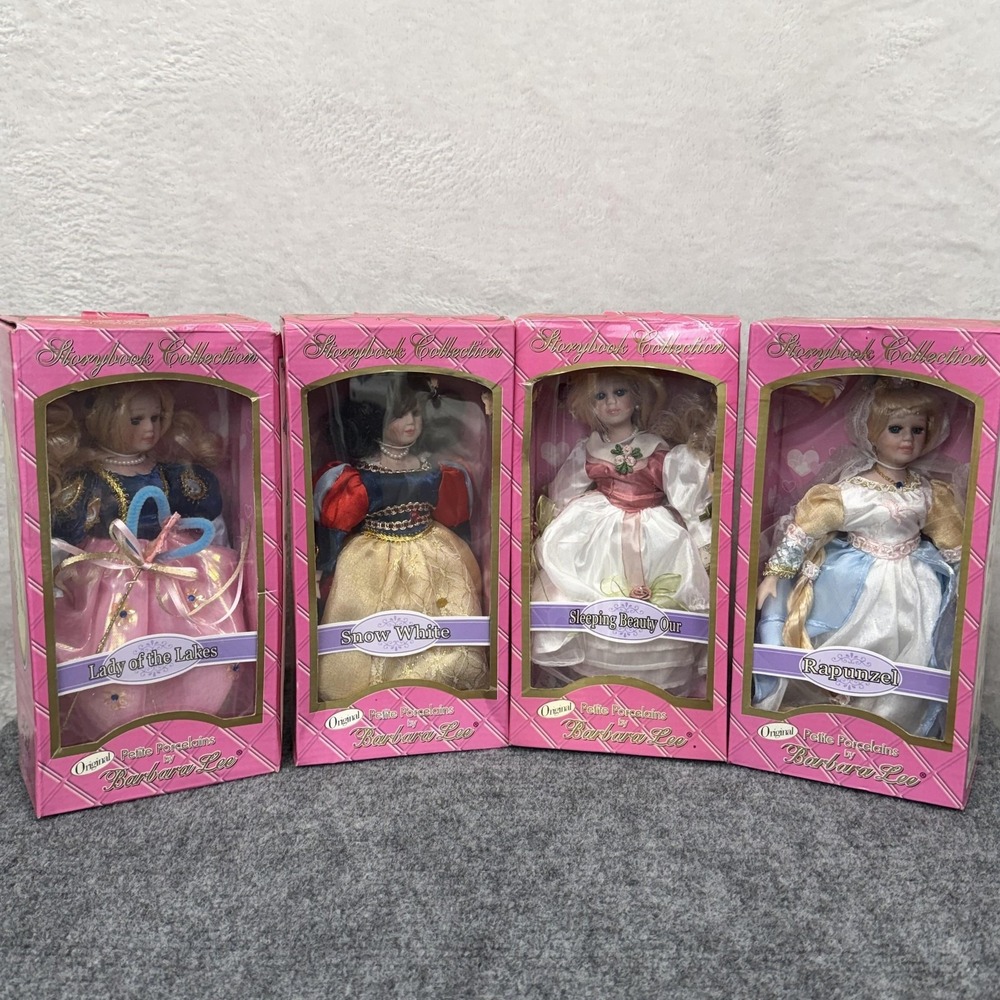 Barbara Lee Storybook 10in Porcelain Doll Set 4 Snow White Rapunzel Sleeping